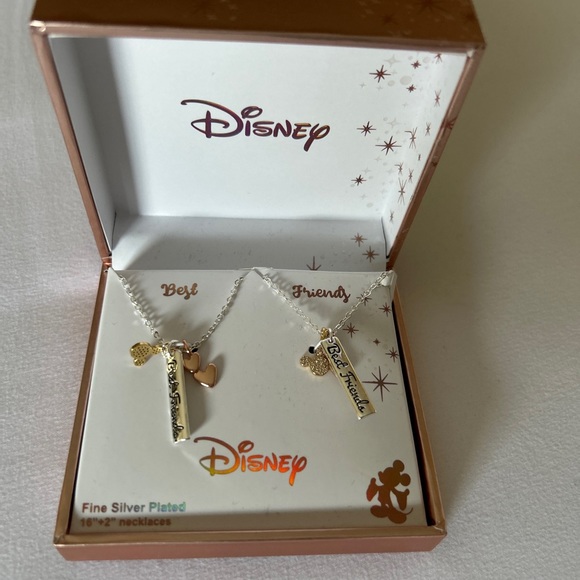 NEW in Gift Box DISNEY Best Friends (2) Fine Silver Plated Necklaces 16” - Picture 4 of 6